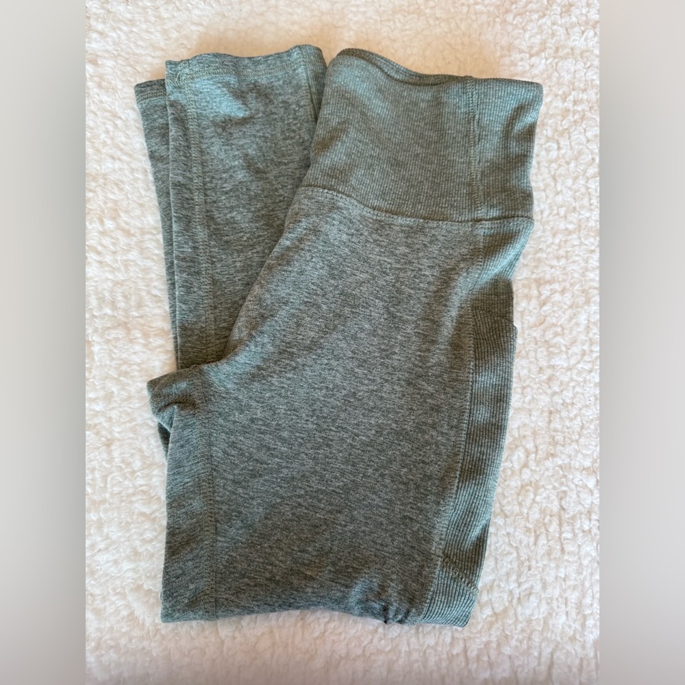 Zobha Seamless Leggings‎ High Rise Ribbed Panel Green Size M